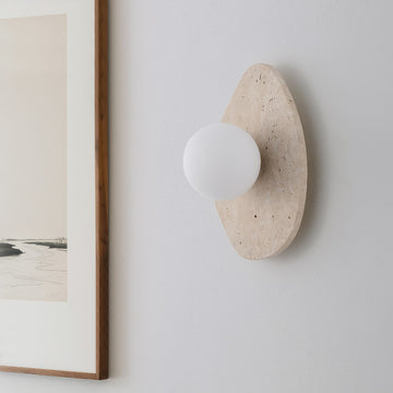 Tivoli 12" Modern Minimalist 1-Light Ovoid Travertine LED Wall Sconce